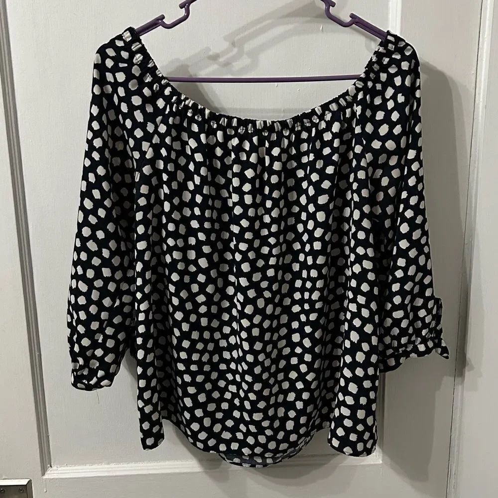 J. Crew Black and White Patterned Women's Top